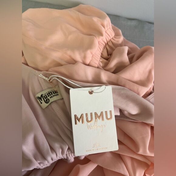 NWT Show Me Your Mumu Kendall Maxi Dress Dust Blush Crisp Light Pink Bridesmaid - Picture 7 of 9